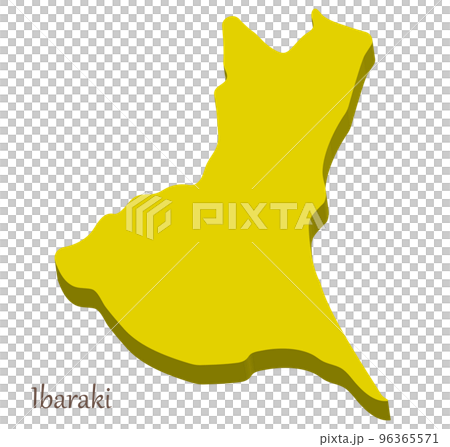 Three-dimensional map of Ibaraki Prefecture, simple and stylish 96365571