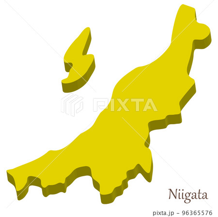 新潟県の立体的な地図、シンプルでスタイリッシュ 96365576