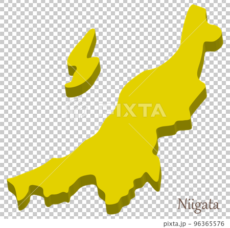 新潟県の立体的な地図、シンプルでスタイリッシュ 96365576