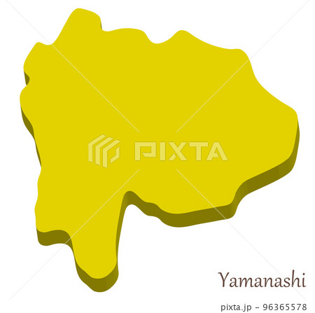 山梨県の立体的な地図、シンプルでスタイリッシュ 96365578
