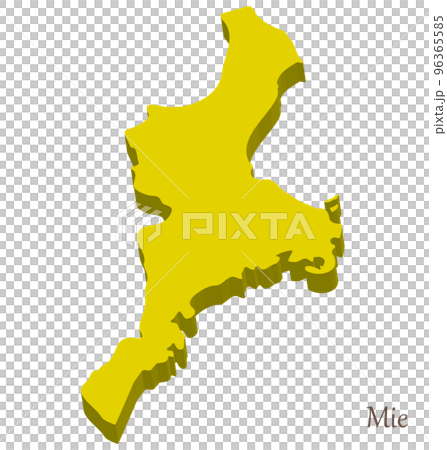 三重県の立体的な地図、シンプルでスタイリッシュ 96365585