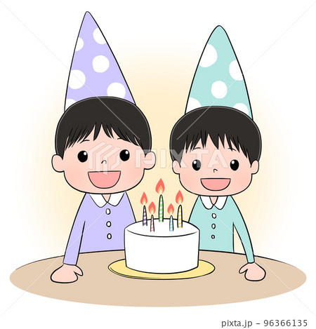 With background Brothers and birthday cake... - Stock Illustration  [96366135] - PIXTA