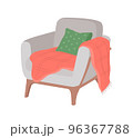 Cozy armchair with blanket semi flat color vector object. Editable element. Full sized item on white. Christmas festive decor simple cartoon style illustration for web graphic design and animation 96367788