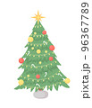 Christmas tree with star topper semi flat color vector object. Editable element. Full sized item on white. Festive decorating simple cartoon style illustration for web graphic design and animation 96367789