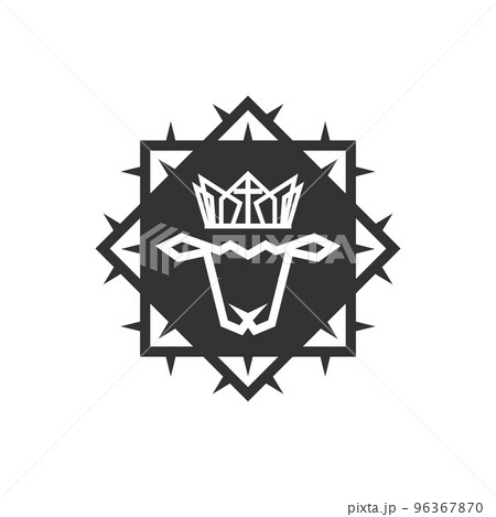 Christian illustration. Church logo. Lamb of God in a crown and framed with a crown of thorns. Christian illustration. Church logo. Lamb of God in a crown and framed with a crown of thorns. 96367870