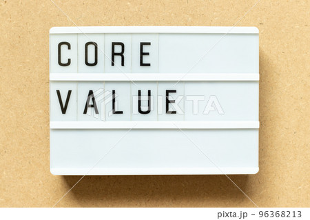 Lightbox with word core value on wood background Lightbox with word core value on wood background 96368213
