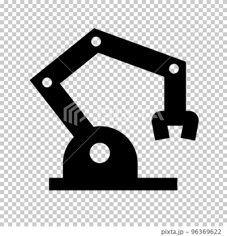 ロボットアームのシルエットアイコン。産業用ロボット。ベクター。 ロボットアームのシルエットアイコン。産業用ロボット。ベクター。 96369622