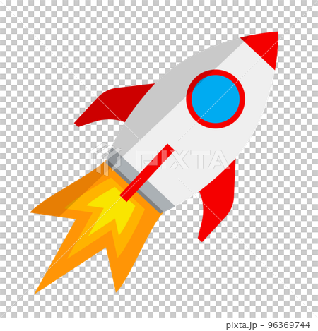 発射したロケットアイコン。炎とミサイル。ベクター。 発射したロケットアイコン。炎とミサイル。ベクター。 96369744