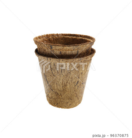 Eco friendly plant pot on white isolated Eco friendly plant pot on white isolated 96370875