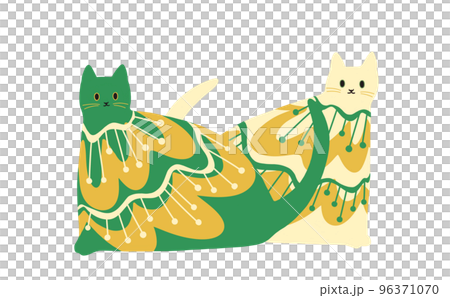 Two cats with gold christmas pattern Two cats with gold christmas pattern 96371070