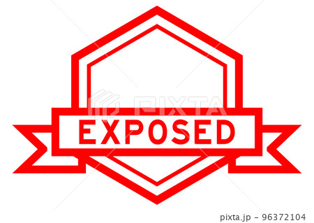 Vintage red color hexagon label banner with word exposed on white background Vintage red color hexagon label banner with word exposed on white background 96372104