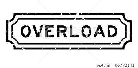 Grunge black overload word rubber seal stamp on white background 96372141