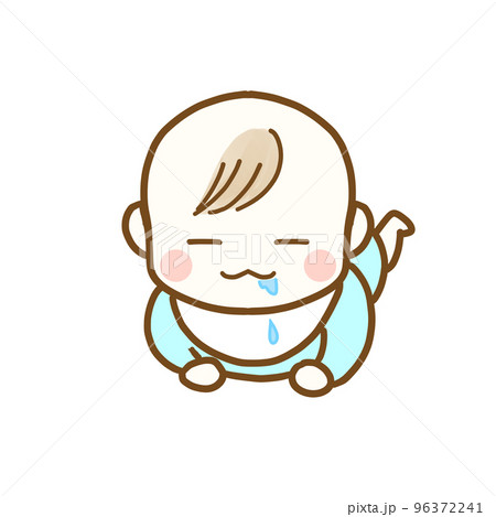うつ伏せでヨダレを垂らす赤ちゃん　男の子 96372241