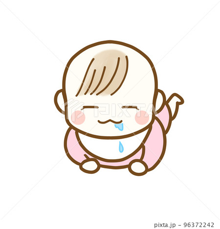 うつ伏せでヨダレを垂らす赤ちゃん　女の子 96372242
