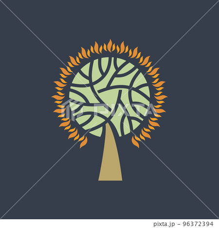 A wonderful plant. The burning bush that the prophet Moses saw. Bible illustration. 96372394