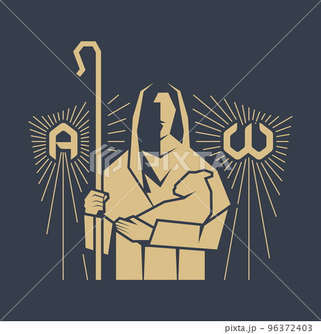 Jesus Christ is the good shepherd, beginning and end, alpha and omega. Jesus Christ is the good shepherd, beginning and end, alpha and omega. 96372403