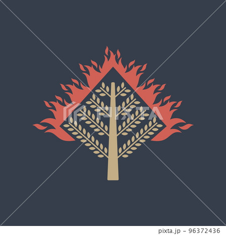 A wonderful plant. The burning bush that the prophet Moses saw. Bible illustration. 96372436