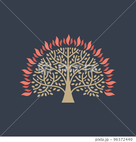 A wonderful plant. The burning bush that the prophet Moses saw. Bible illustration. 96372440