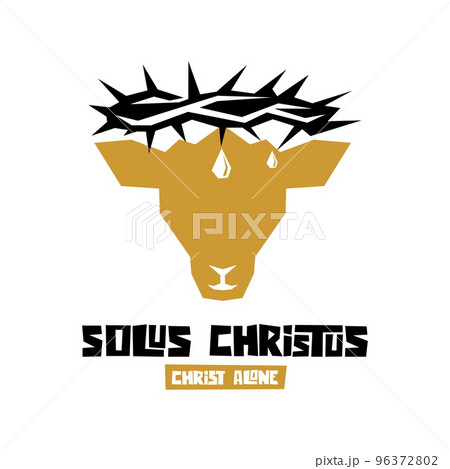 Christian illustration. Five Solas of the Reformation. Christ alone. 96372802