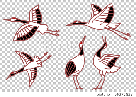 Copper crane color illustration set 96372838