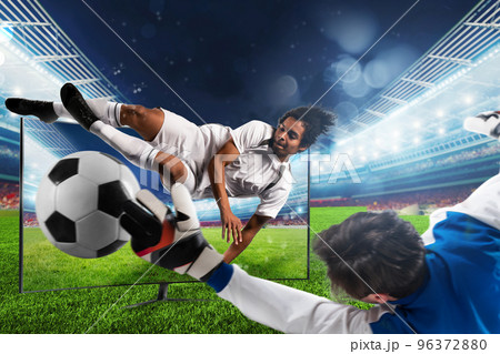 Streaming tv channel of soccer player who kicks the ball Streaming tv channel of soccer player who kicks the ball 96372880