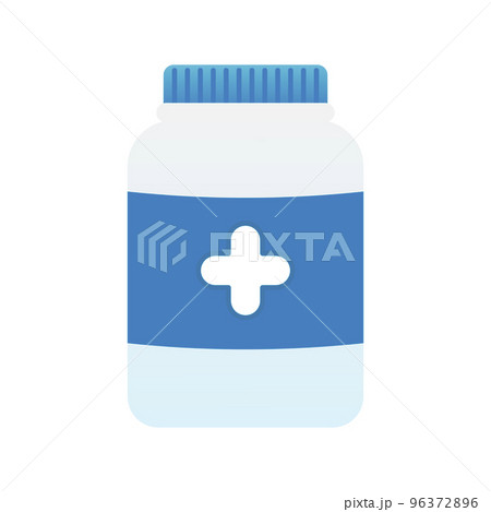 Cartoon medical jar of pills isolated on white background Cartoon medical jar of pills isolated on white background 96372896