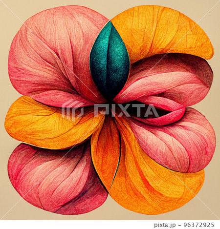 Watercolor art background. Digital generated wallpaper design with flower paint brush line art. 96372925