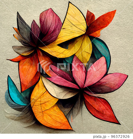 Watercolor art background. Digital generated wallpaper design with flower paint brush line art. Watercolor art background. Digital generated wallpaper design with flower paint brush line art. 96372926