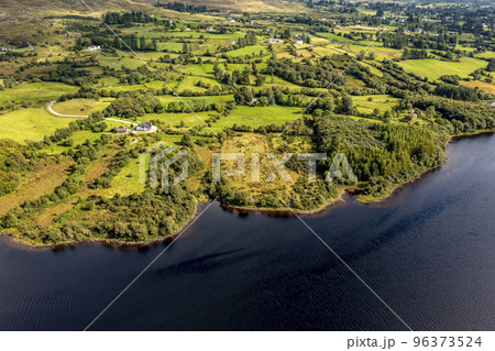 Aerial view of The Lake Eske in Donegal, Ireland. Aerial view of The Lake Eske in Donegal, Ireland. 96373524