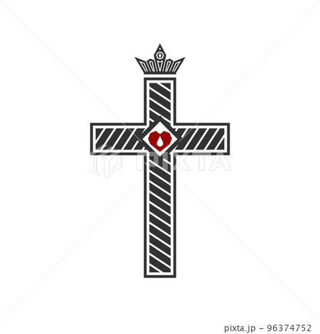 Christian illustration. Church logo. Cross of Jesus with a heart inside Christian illustration. Church logo. Cross of Jesus with a heart inside 96374752
