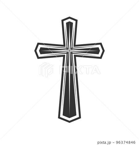 Christian illustration. Church logo. Cross of the Lord and Savior Jesus Christ, a symbol of crucifixion and salvation. 96374846