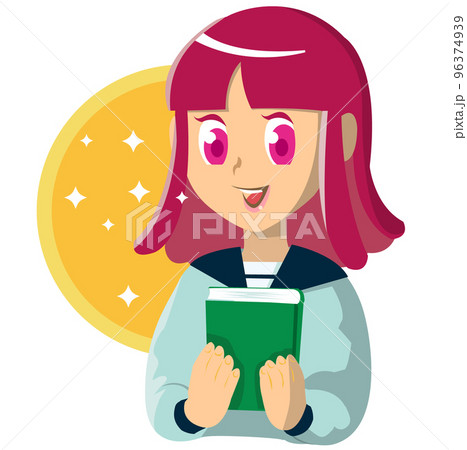 本を持ってほほ笑む生徒のイラスト 本を持ってほほ笑む生徒のイラスト 96374939