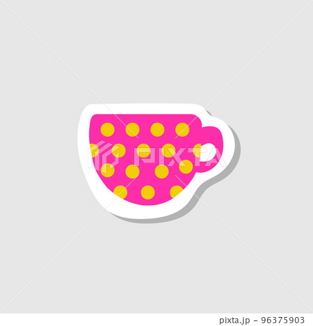 Cute cup. Pink dotted mug - modern cartoon style illustration for graphic design Cute cup. Pink dotted mug - modern cartoon style illustration for graphic design 96375903