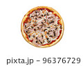 Pizza with ham and mushrooms isolated on a white background 96376729