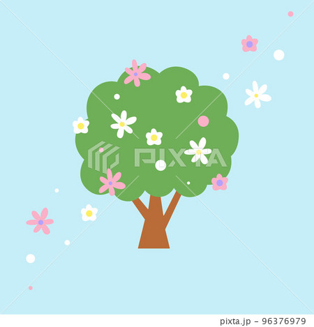 Vector illustration in pastel colors. Summer or spring blossom tree element Vector illustration in pastel colors. Summer or spring blossom tree element 96376979