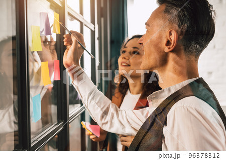 Business people work together as teamwork and partner with sticker 96378312