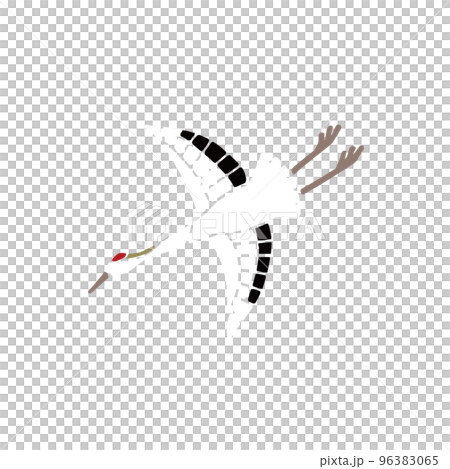 空を舞う鶴　シンプルイラスト　主線なし 96383065