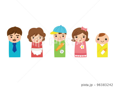 おはなしゆびさん　家族　指人形　手描き風 96383242