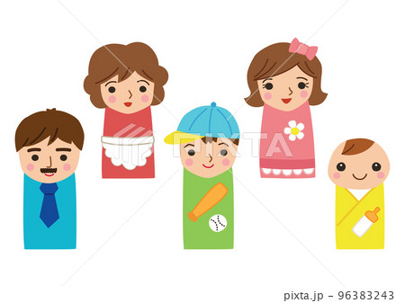 おはなしゆびさん　家族　指人形　手描き風 96383243