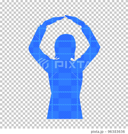 一個女商人用手做圓圈的輪廓格子圖案 96383636