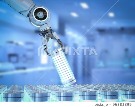 Battery research and development with robot hold rechargeable battery Battery research and development with robot hold rechargeable battery 96383899