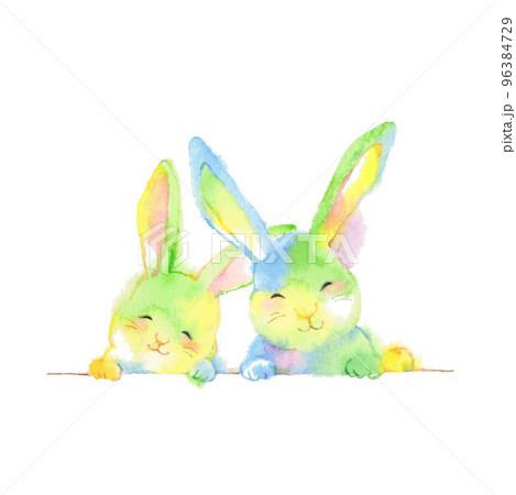 虹色のうさぎ、カップルのイラスト素材 [96384729] - PIXTA