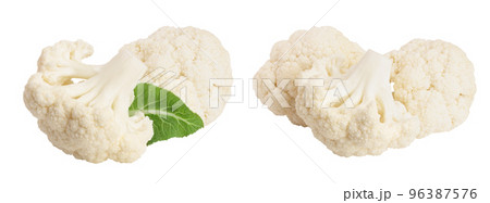 Piece of cauliflower isolated on white background macro. With 96387576