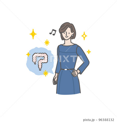 便秘症を改善した若い女性（下腹部の張りがなく、ドレスを上手く着こなせる） 96388132