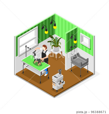 Isometric Grooming Salon Composition 96388671