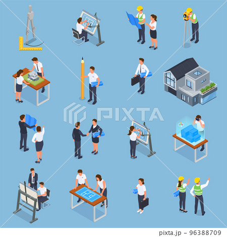 Architect Construction Isometric Set Architect Construction Isometric Set 96388709