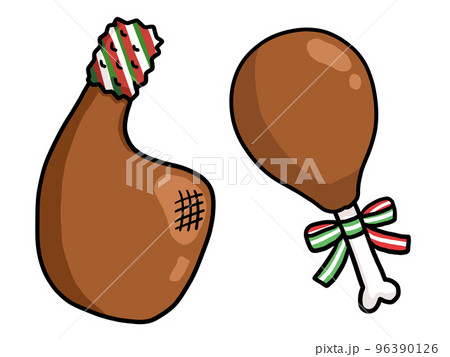骨付きチキンのイラスト2（クリスマス仕様） 96390126