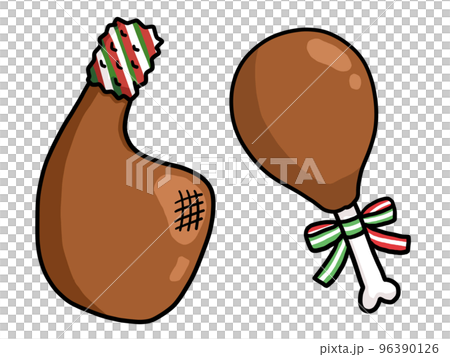 骨付きチキンのイラスト2（クリスマス仕様） 96390126