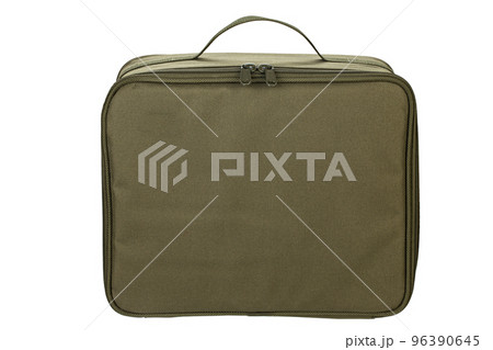 Soft textile bag green color isolated on white background. Side view. Soft textile bag green color isolated on white background. Side view. 96390645