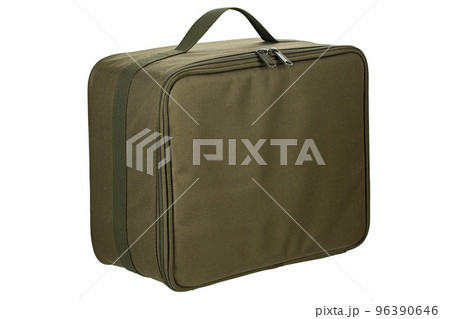 Soft textile bag green color isolated on white background. Side view. 96390646